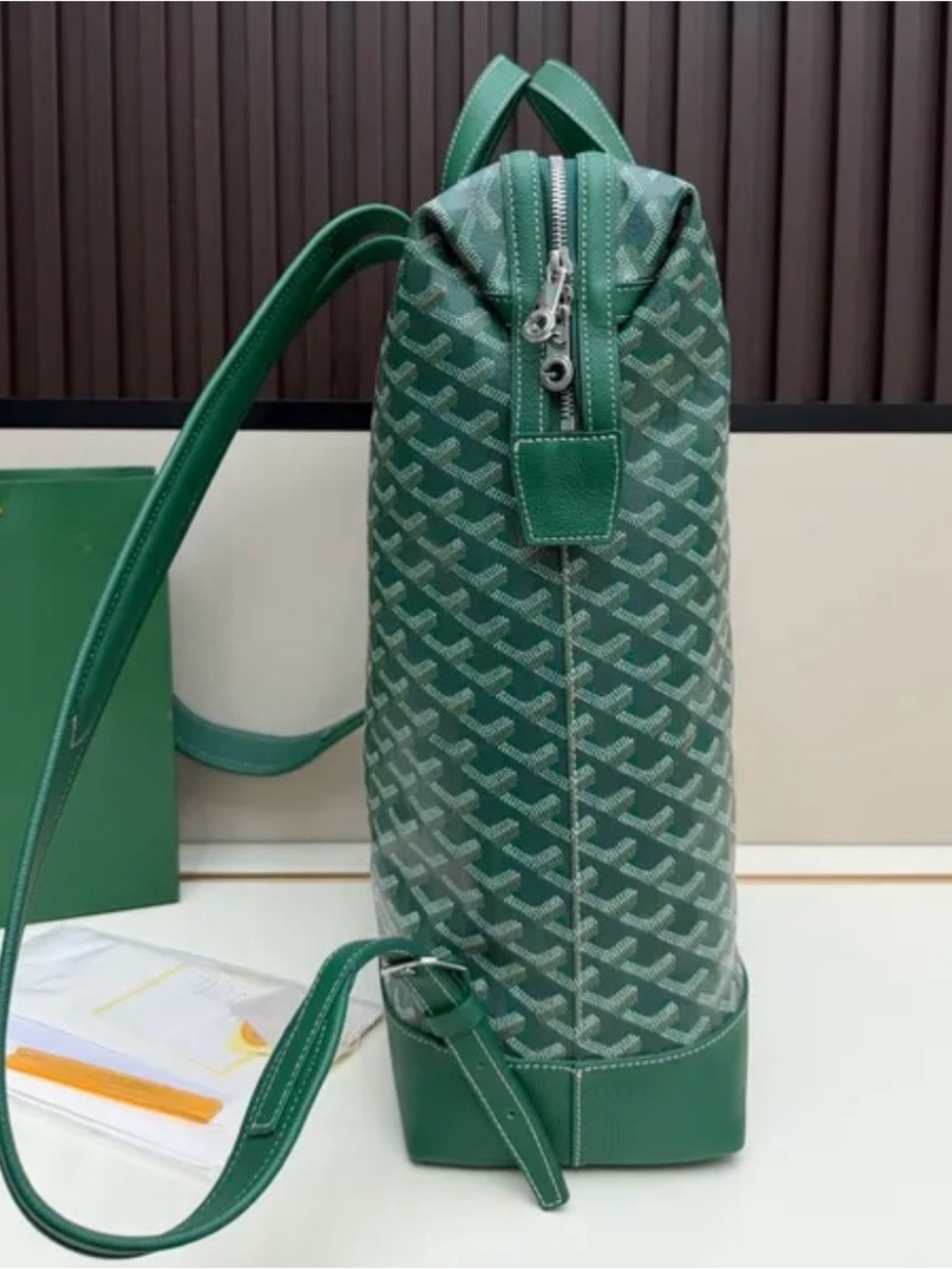 Green Patterned Men's Backpack - Picture 2 of 8